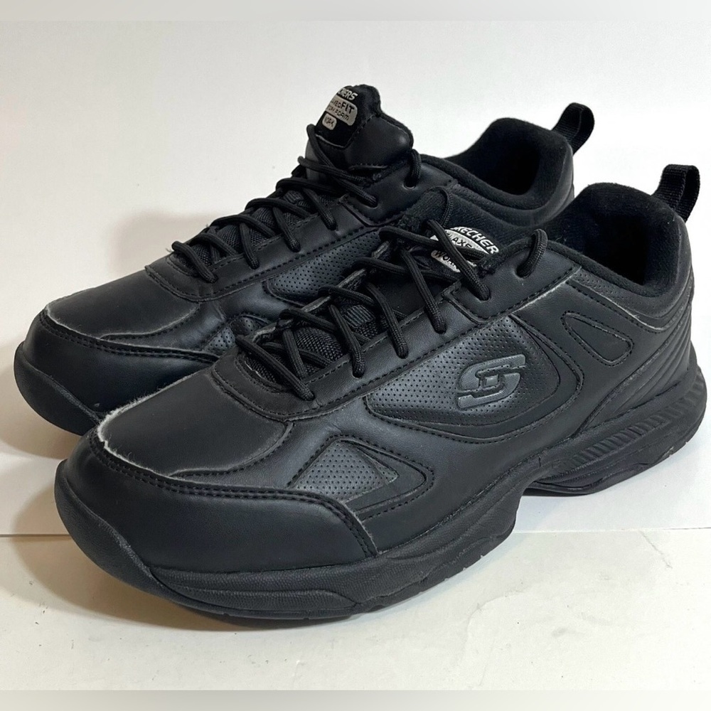 Skechers Work Womens Sz 7.5 EW Dighton-Bricelyn Slip Resistant Black Shoes